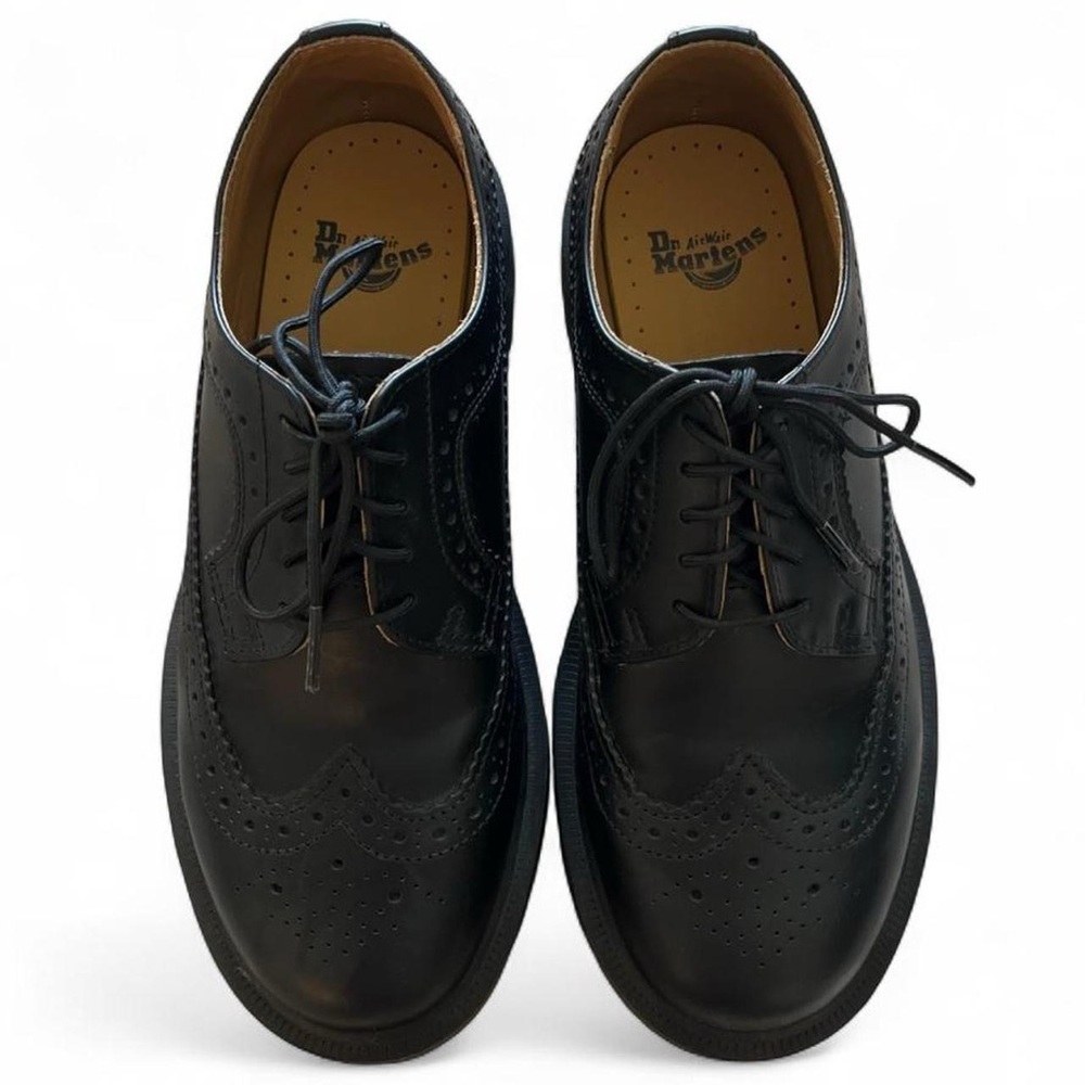 Dr. Martens Black Leather 3989 Wingtip Brogue Derby Shoes - Picture 5 of 7